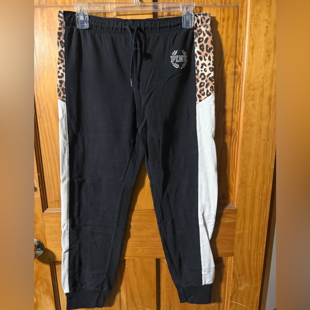 Victoria’s Secret PINK Black white and leopard print  Joggers